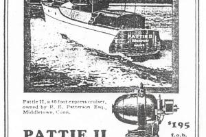 Copy of ad for Homelite ac generator aboard Pattie II, now NISCA, 1924-5.